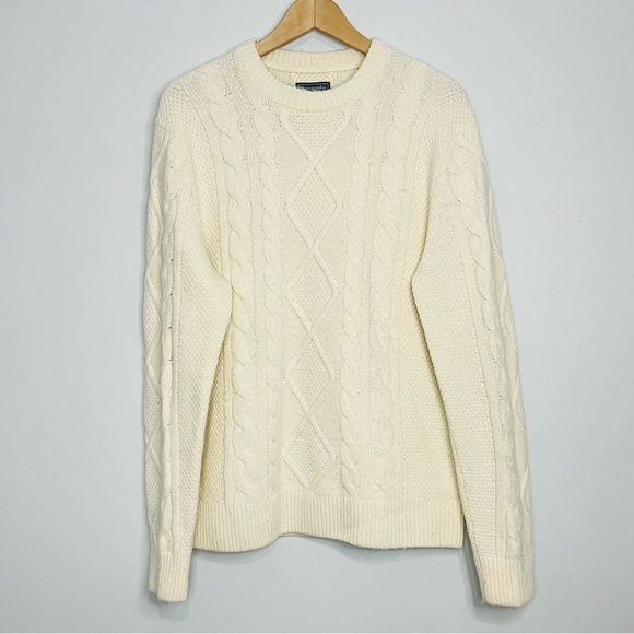 A&F Cream Knit Wool Blend Crewneck Jumper Large - Picture 1 of 8